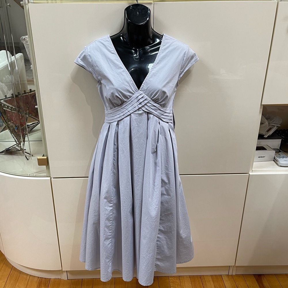 eShakti Dove Gray Cotton A-Line Dress with Pockets EUC Size 4